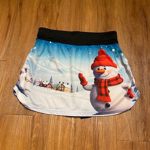 Unbranded Christmas Skort‎ Jack Frost Snowy Country Scene Pocket Women's Medium - Picture 1 of 13